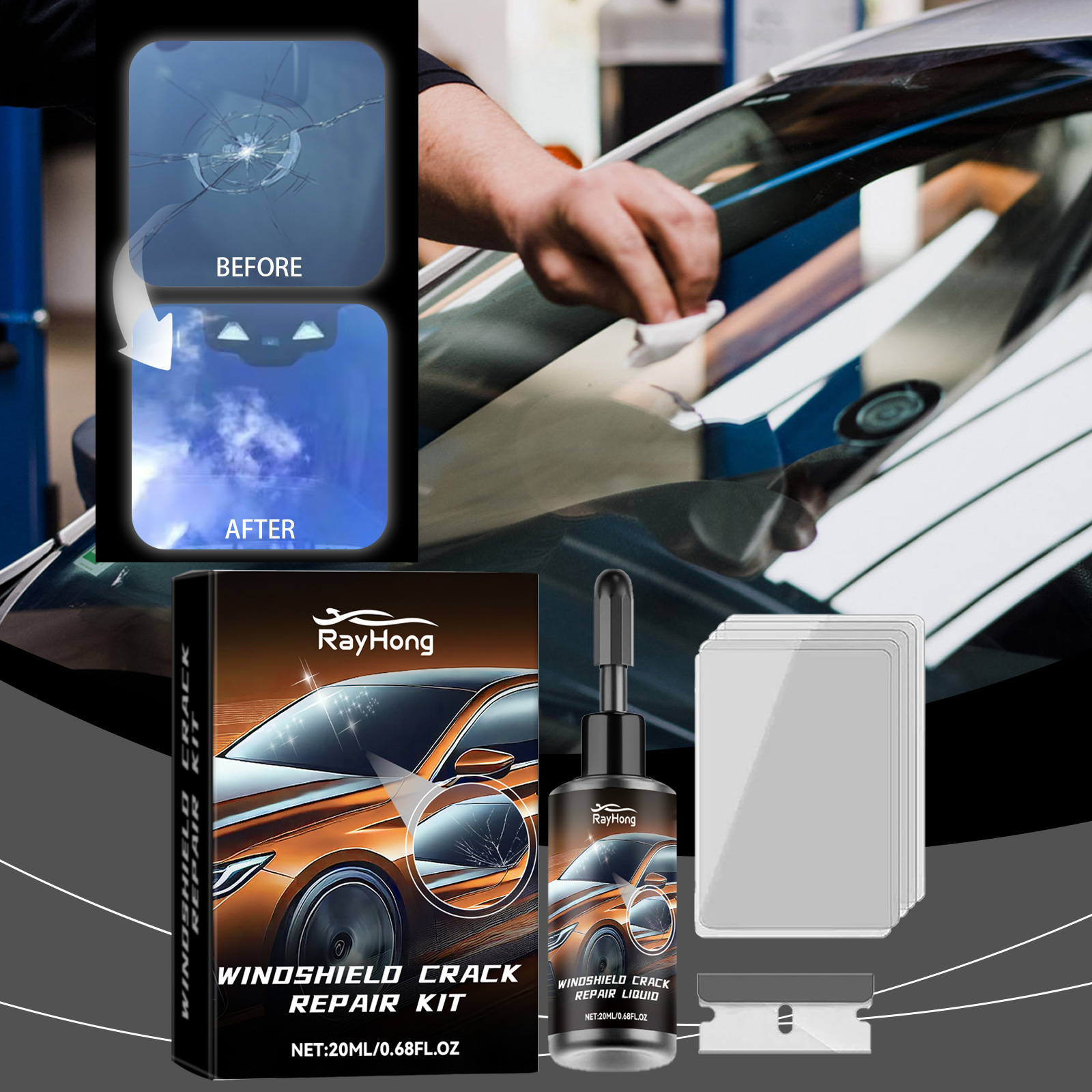 Car Windshield Crack Repair Re - Liquid Uv Glue Kit reseña y precio