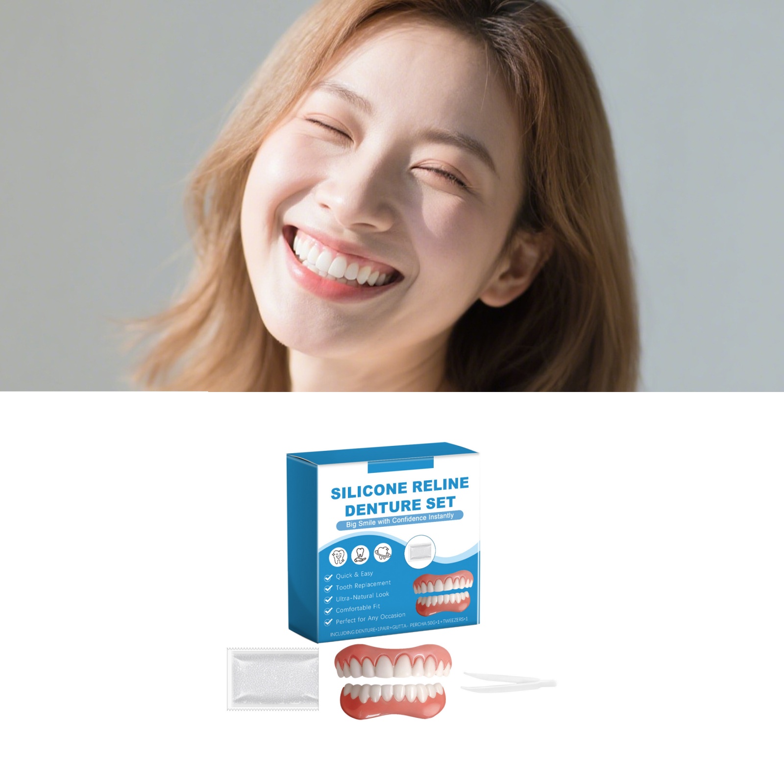 Denture Full Set Over Gums Kit - Full Cover Adhesive reseña y precio