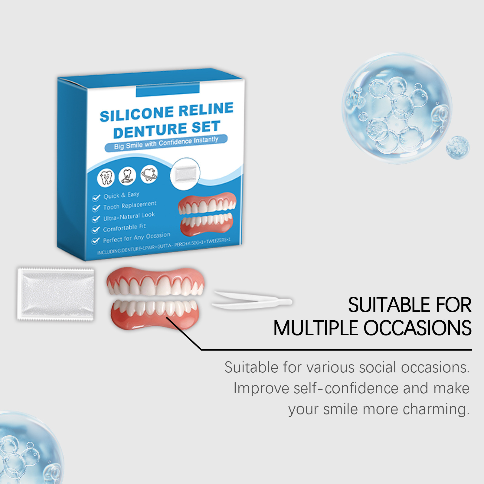 Denture Full Set Over Gums Kit - Full Cover Adhesive reseña y precio