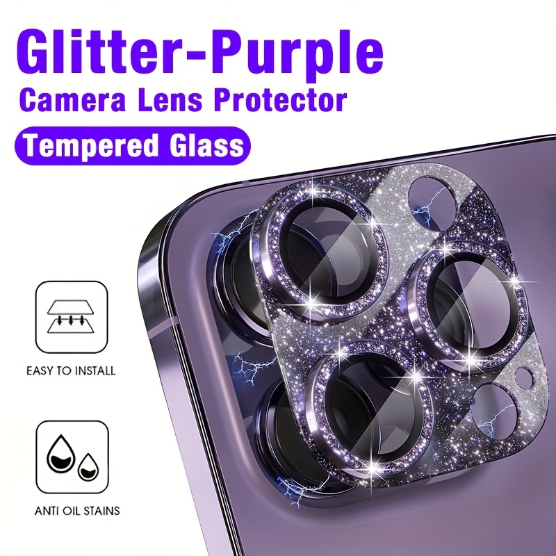 1 Pcs Glitter-Purple Camera Le - Tempered Glass Screen 9H reseña y precio