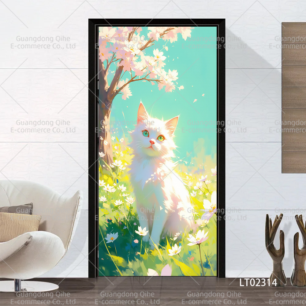 Tulip Cat Cherry Blossom Scene - Full Cover Adhesive reseña y precio