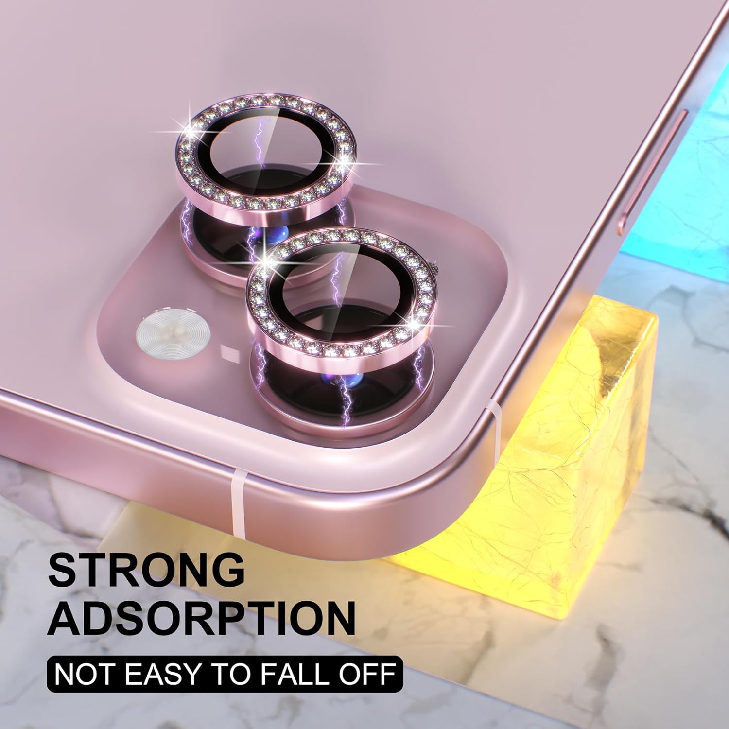 1PC Pink Glitter Diamond Camer - Tempered Glass Screen 9H reseña y precio