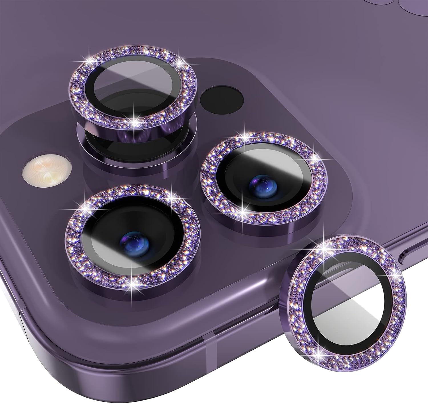 1Set Bling Glitter Purple Came - Tempered Glass Screen 9H reseña y precio