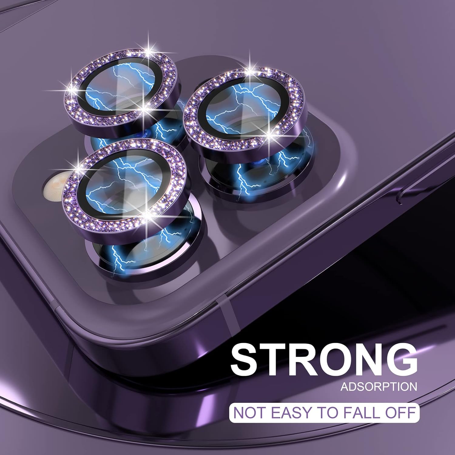 1Set Bling Glitter Purple Came - Tempered Glass Screen 9H reseña y precio