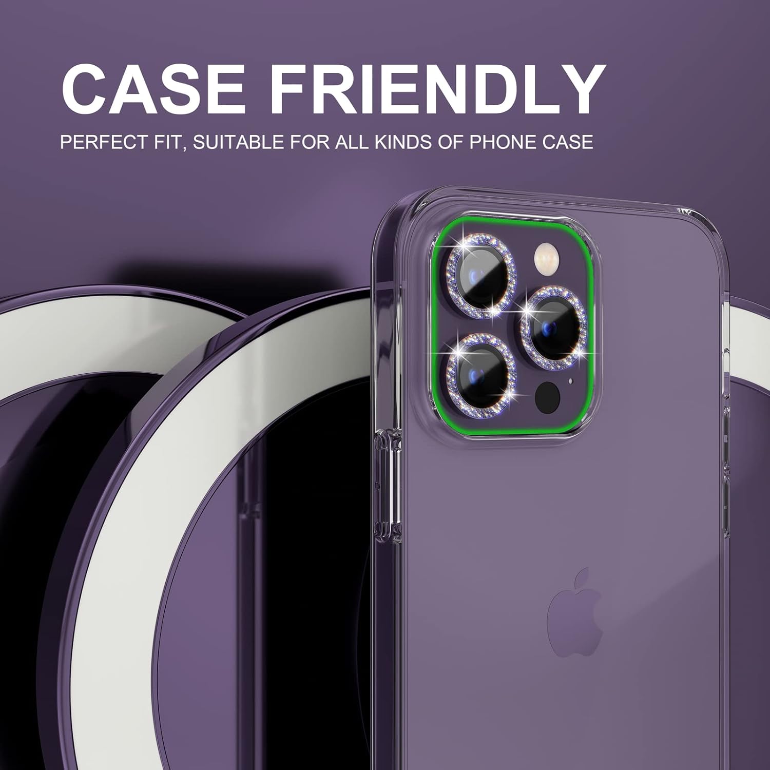 1Set Bling Glitter Purple Came - Tempered Glass Screen 9H reseña y precio