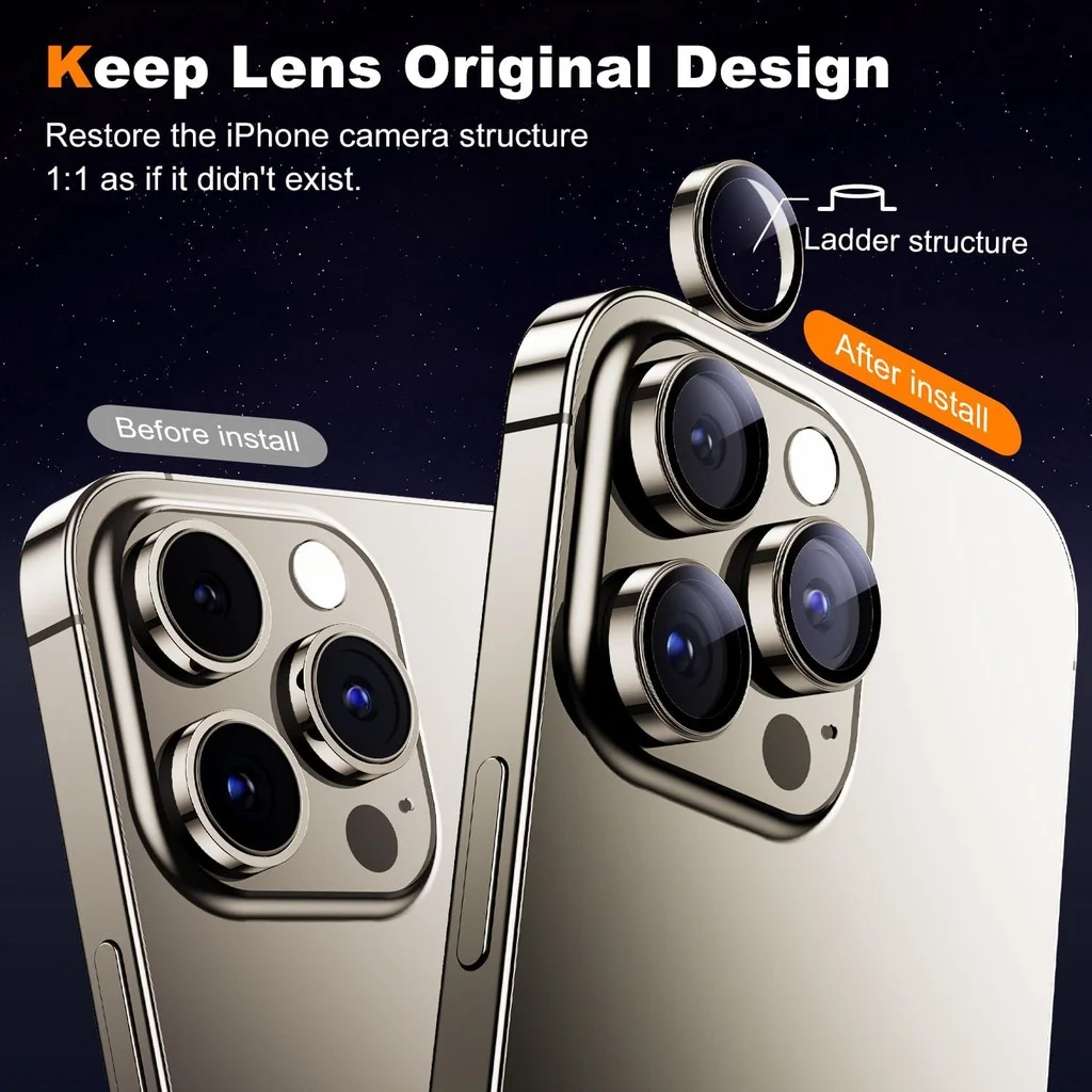 3Pcs Metal Camera Lens Protect - Tempered Glass Screen 9H reseña y precio